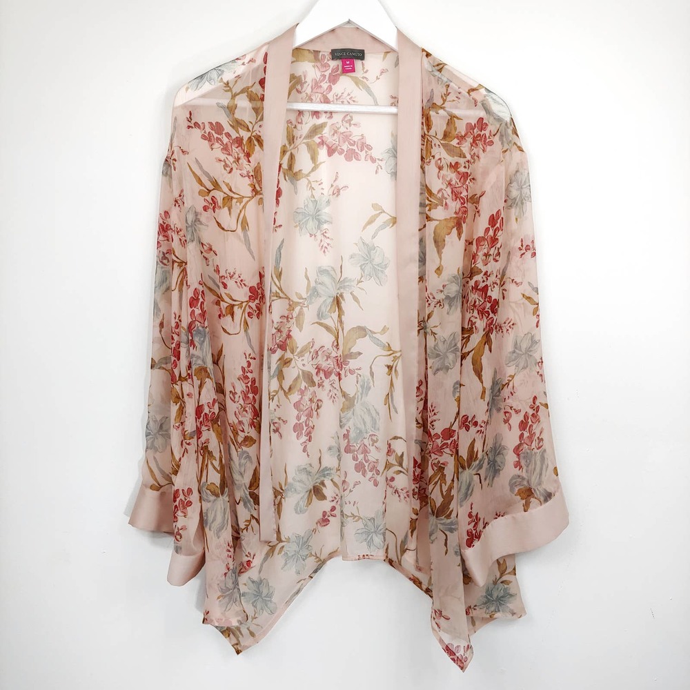 🔴 4/$20 Vince Camuto sheer swim cover up bathing suit floral M